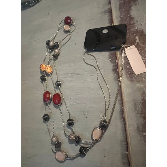 NWT BLACK FLOWER AND RHINESTONE WOMENS NECKLACE WHIMSYGOTH FLORAL FEMININE - Picture 6 of 10